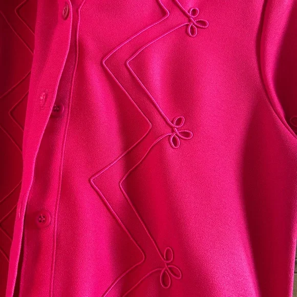Vintage hot pink belted dress - Picture 2 of 5